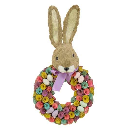24&#x22; Bunny Head Topped Floral Wreath